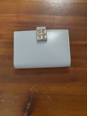 Givenchy White Leather Compact Wallet with Gold Logo Clasp